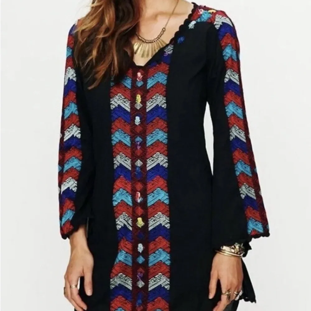 Free People Tunic Dress with Embroidered Accents